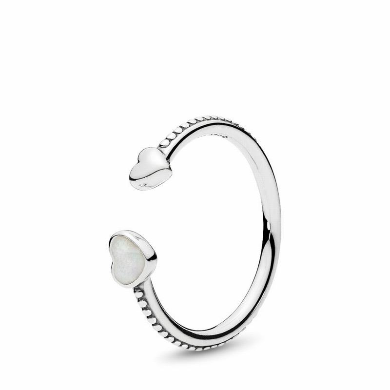 Pandora Hearts Of Love Stackable Ring Ireland - Sterling Silver/Enamel/White - 067831CQP